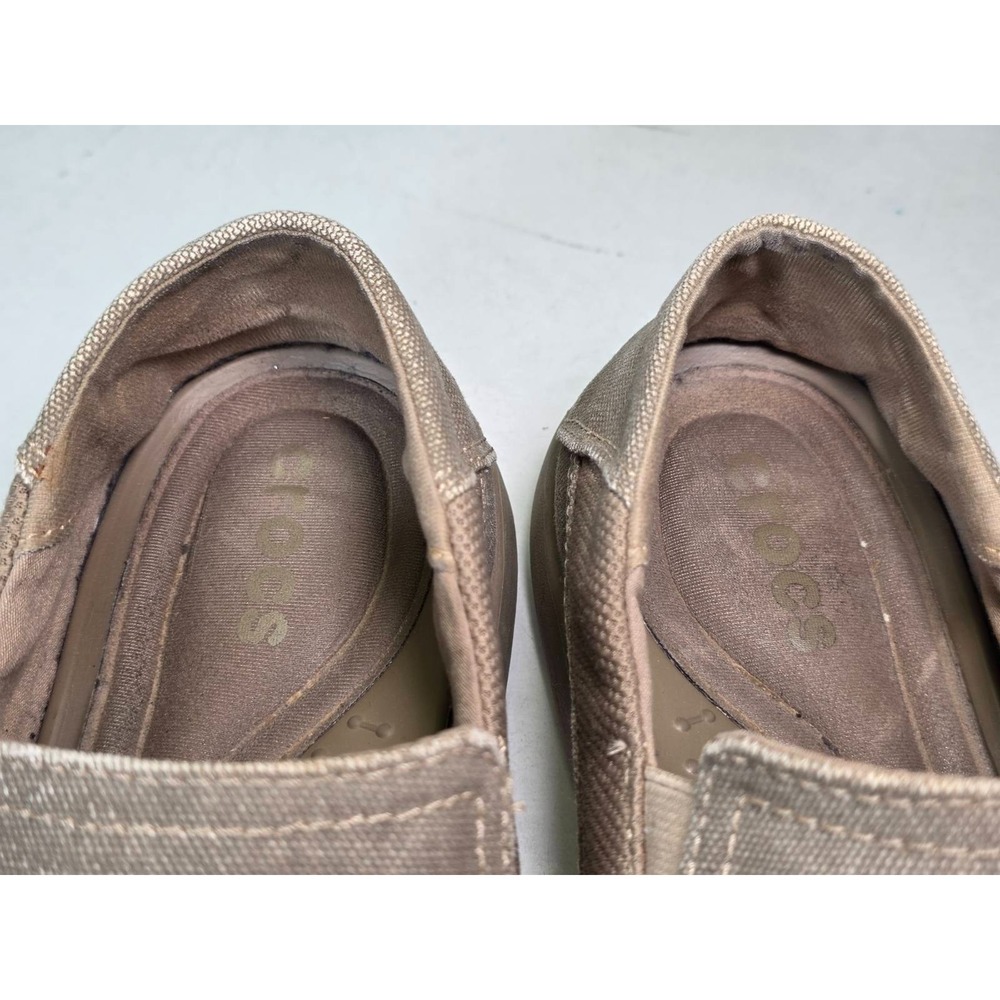 Crocs Santa Cruz 2 Luxe Men's Shoes Size 9 Beige Tan Canvas Slip On Loafers - Picture 8 of 11